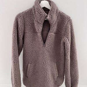 Abercrombie cozy brown sherpa quarter zip